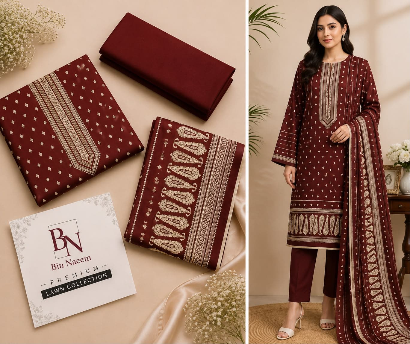 Maroon Grace Unstitched