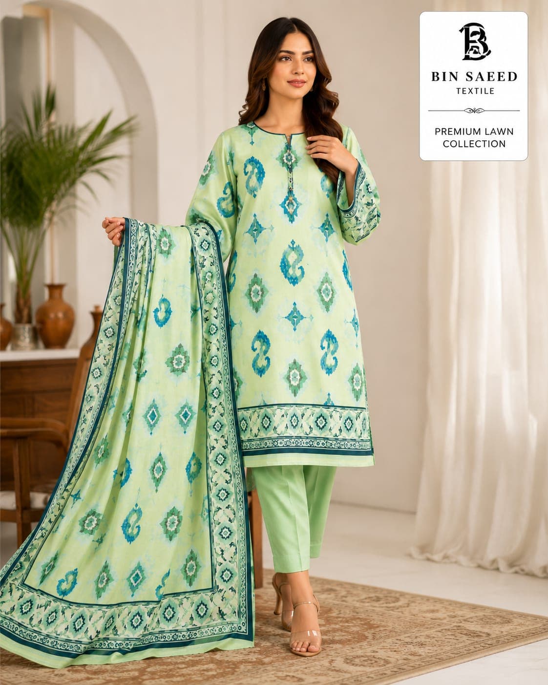 Bin Saeed Premium Lawn 3-Piece 8
