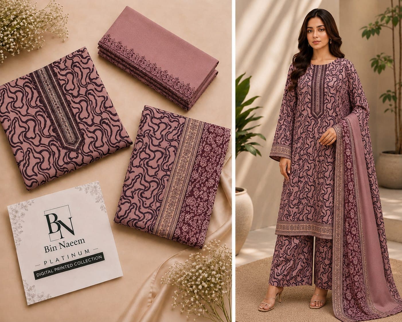 Bin Naem Premium Lawn 3-Piece 3